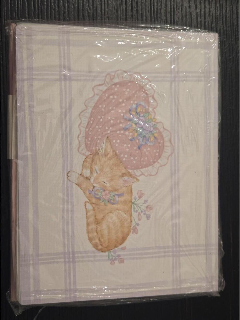 Vintage 1992 Current Country Cordials Sleeping Kitten Note Cards NOS